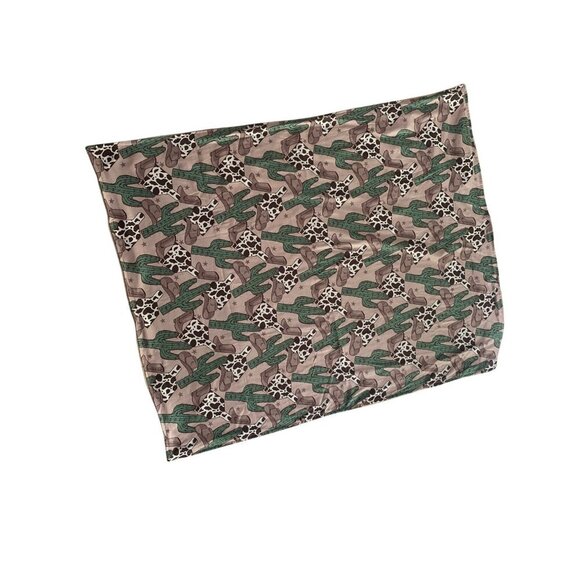 Cow Print & Cactus Patterned Reversible Bandana Scarf - Picture 2 of 4